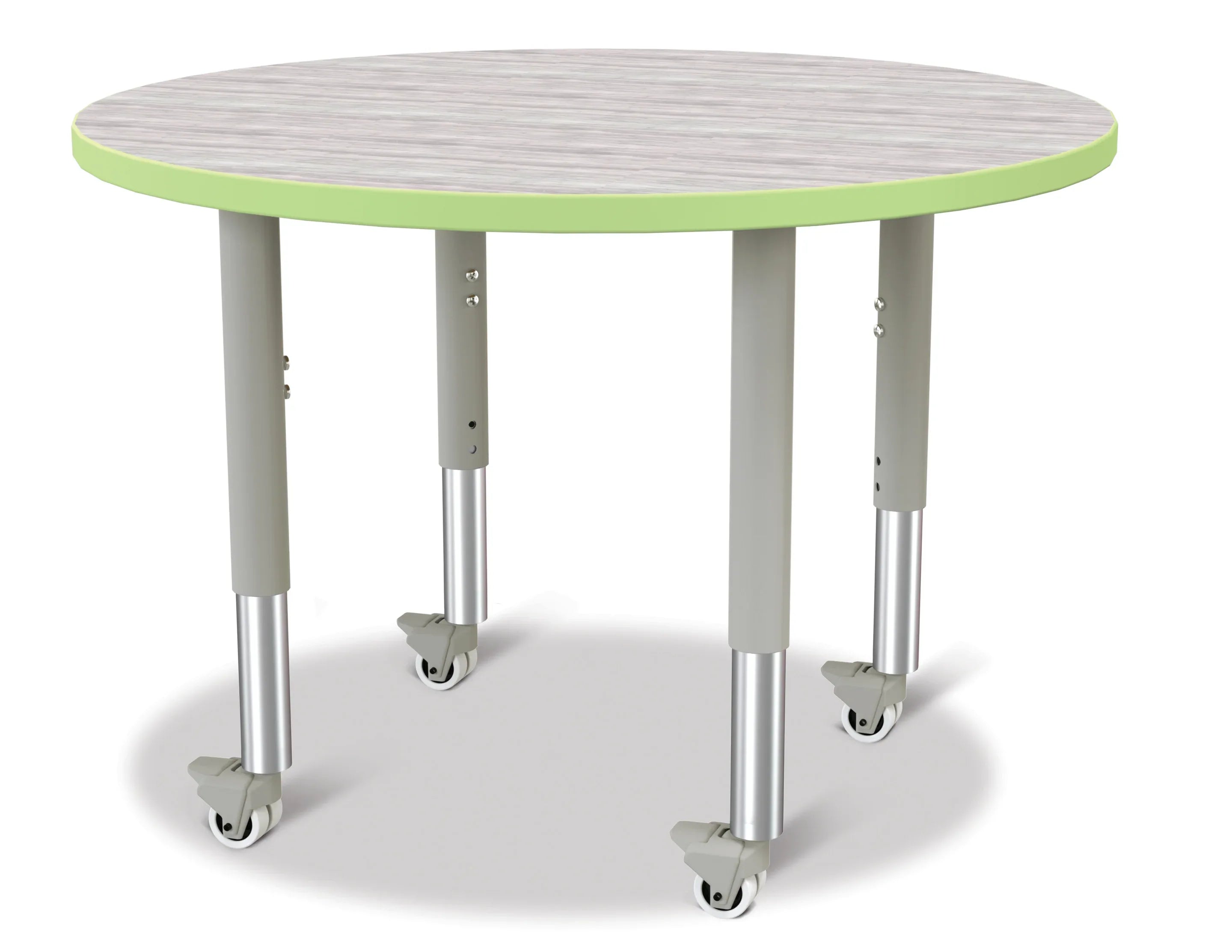 Berries® Round Activity Table - 36" Diameter, Mobile - Driftwood Gray/Key Lime/Gray