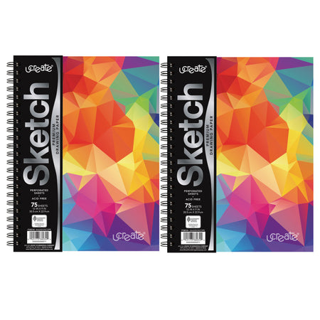 Fashion Poly Sketch Book, 9" x 12", 75 Sheets, Kaleidoscope Design, Pack of 2