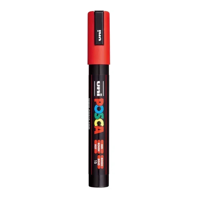 uni® POSCA PC-5M Water-Based Paint Markers, Reversible Medium Tip (1.8-2.5mm), Red