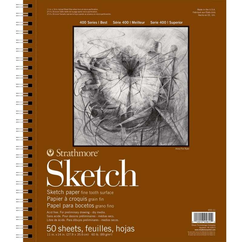 400 Series Sketch Paper Pad, Side Wire Binding, 50 Sheet, 11x14 inch, 1 Count