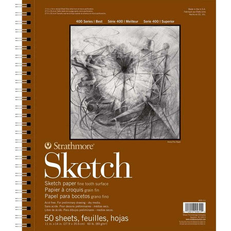 400 Series Sketch Paper Pad, Side Wire Binding, 50 Sheet, 11x14 inch, 1 Count