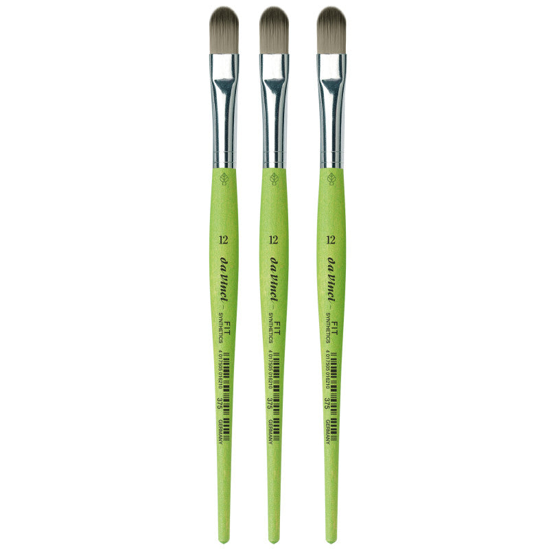 FIT Synthetics Student Brush, Synthetic, Acrylic & Tempera, Filbert, Series 375, Size 12, Pack of 3