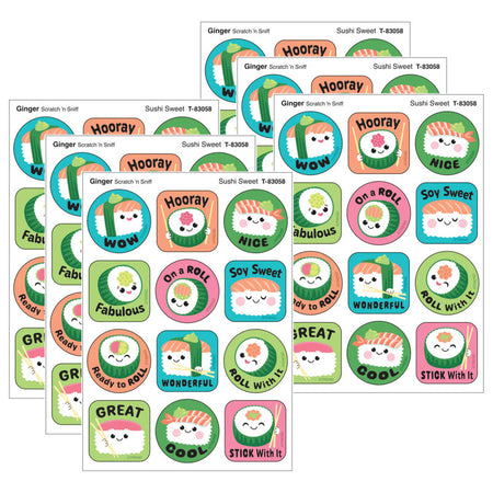 Sushi Sweet, Ginger Scent Scratch 'n Sniff Stinky Stickers&reg;, 48 Per Pack, 6 Packs