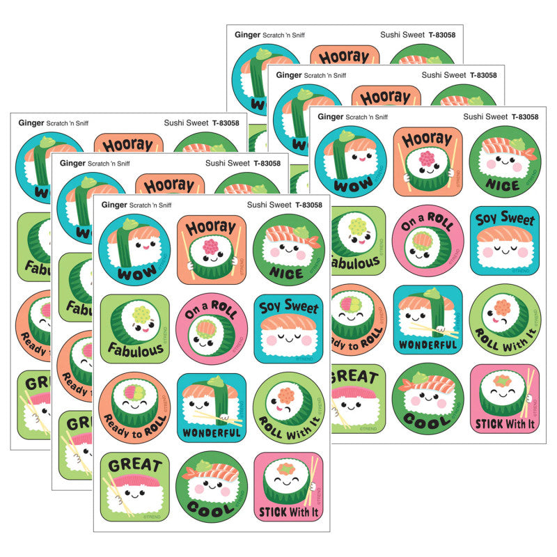 Sushi Sweet, Ginger Scent Scratch 'n Sniff Stinky Stickers&reg;, 48 Per Pack, 6 Packs