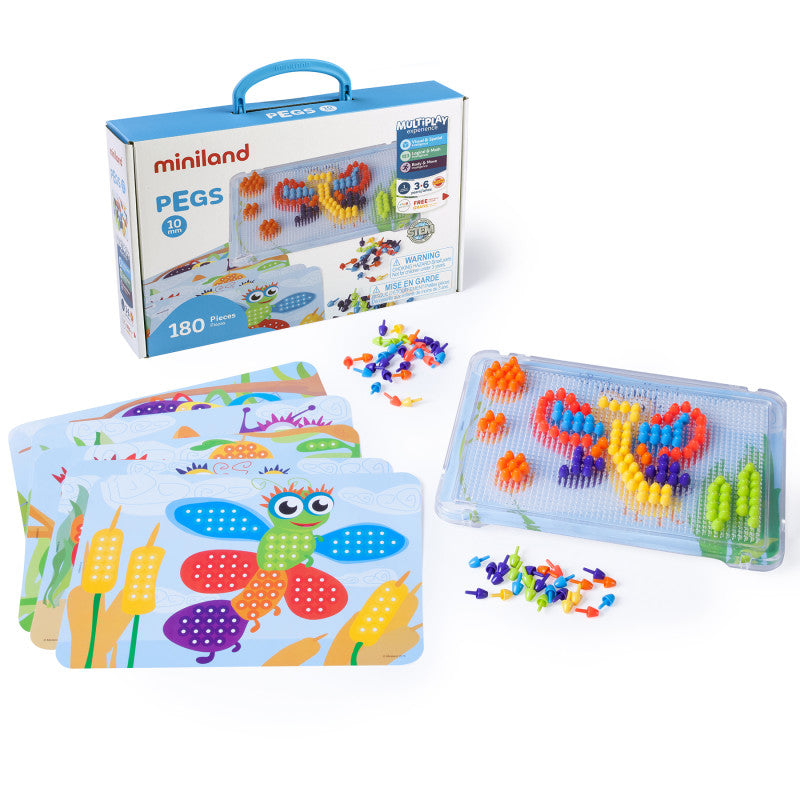 Pegs 3/8", 6 Pattern Cards, 180 Pegs