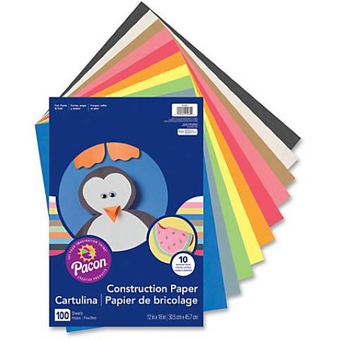 Pacon 12" x 18" MULTICOLOR Construction Paper, By The Case, 50 Sheets/Pkg., case of 25 packages