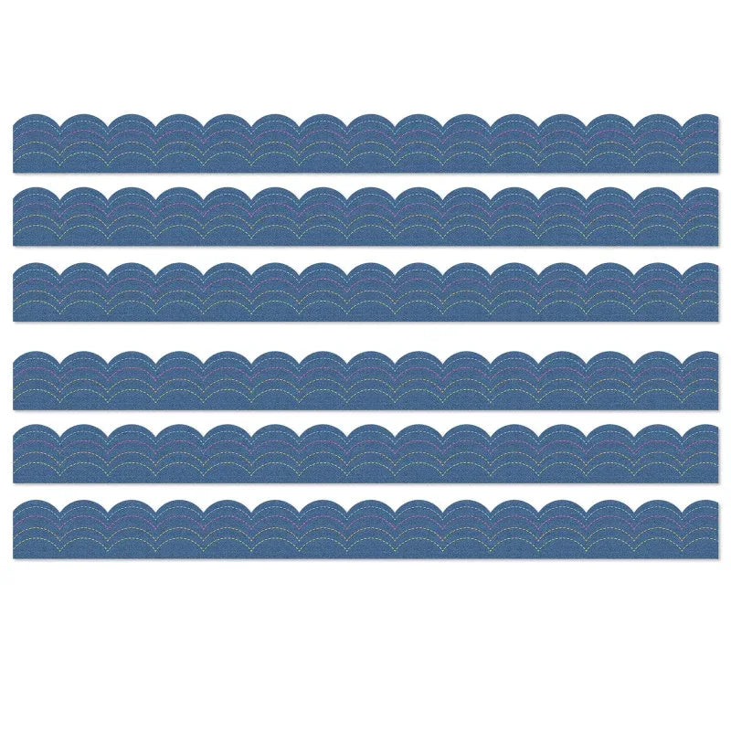 Crafty and Cool Denim Scalloped Bulletin Board Borders, 39 Feet Per Pack, 6 Packs