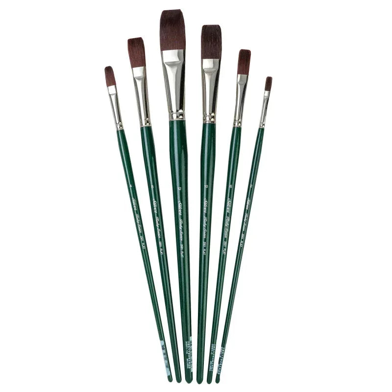 Ruby Satin Long Flats, 6 Brushes