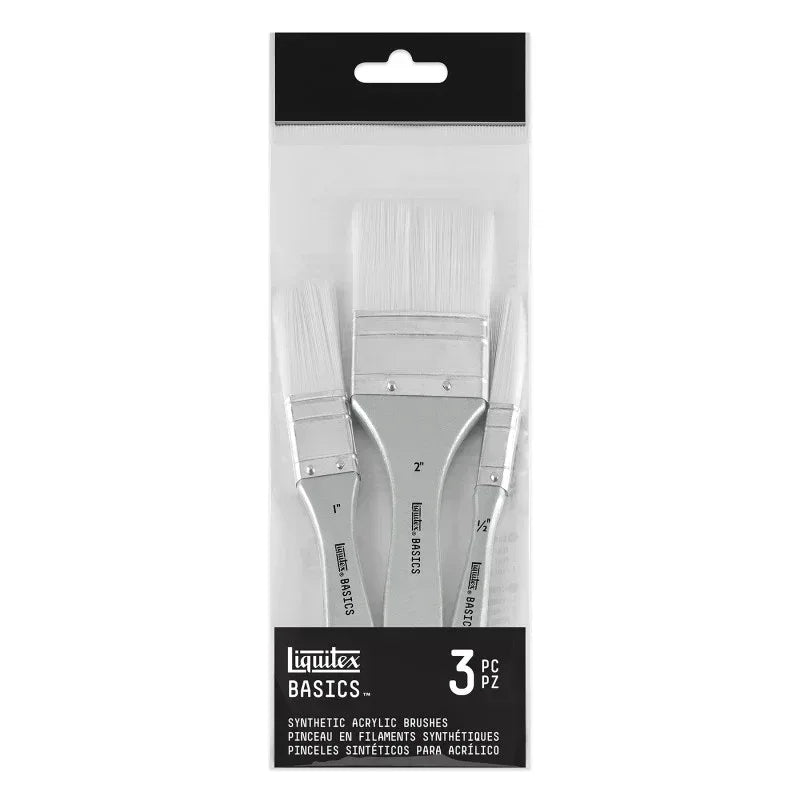 BASICS Large Scale Paint Brushes, Synthetic Hair, Set of 3