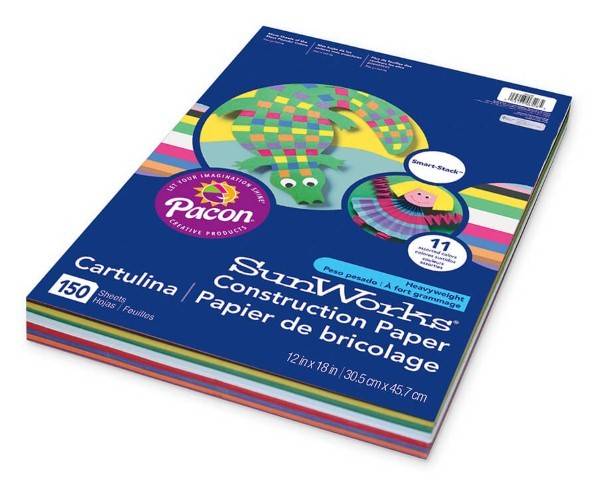 PRANG CONSTRUCTION PAPER SMART-STACK 12" X 18" ASSORTED COLORS 150 SHEETS