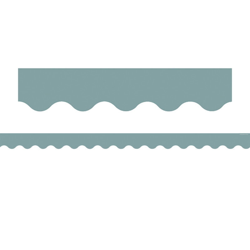 Stone Blue Scalloped Border Trim, 35 Feet