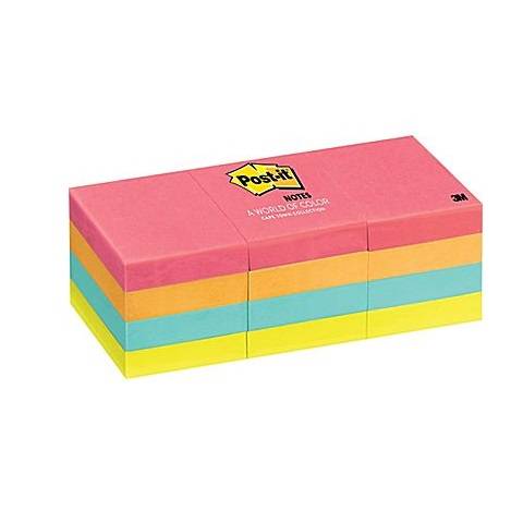 Post-it Notes, Neon, 1.5"x 2", 12 Pads/Pack 653AN