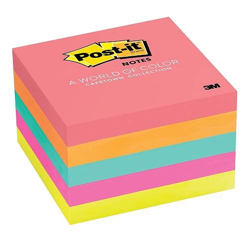 Post-it Notes, 3 in x 3 in, Neon Colors 5 Pads/Pack, 654-5PK