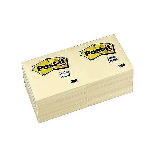 Post-it Notes, 3" x 3", Canary Yellow, 1 Pad , 654-YW