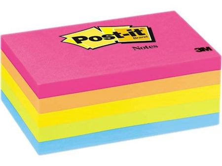 Post-it Notes Original Pads in Neon Colors, 3 x 5, Five Neon,100-Sheet Pads/Pack, 655-5PK