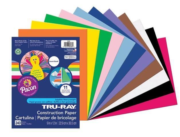 Pacon Tru-Ray Sulphite Smart Stack Construction Paper, Assorted Colors, 9-Inches by 12-Inches, 240-Count, 6586