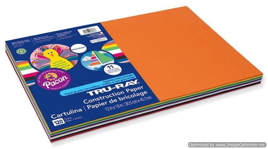 Pacon Tru-Ray Sulphite Smart Stack Construction Paper, Assorted Colors, 12-Inches by 18-Inches, 120-Count, 6587