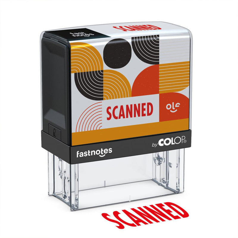Self-Inking Scanned Message Stamp, Red Ink, Clear Alignment Base, 2 Design Cards