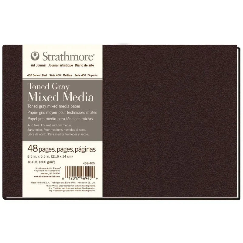 400 Series Art Journal Mixed Media Paper, Toned Gray, Hardbound Binding, 48 Sheet, 8.5x5.5 inch, 1 Count
