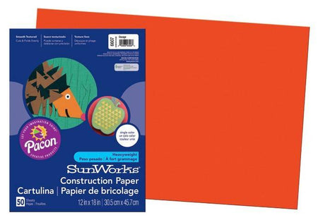 Pacon Construction Paper 12" x 18" 50 Sheets Per Pack Orange