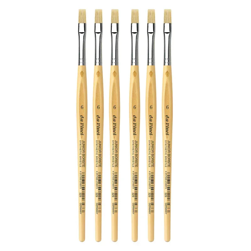 JUNIOR BORSTE Synthetic Student Brush, Synthetic, Tempera, Flat, Series 329, Size 6, Pack of 6