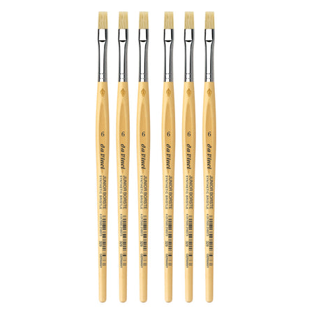 JUNIOR BORSTE Synthetic Student Brush, Synthetic, Tempera, Flat, Series 329, Size 6, Pack of 6