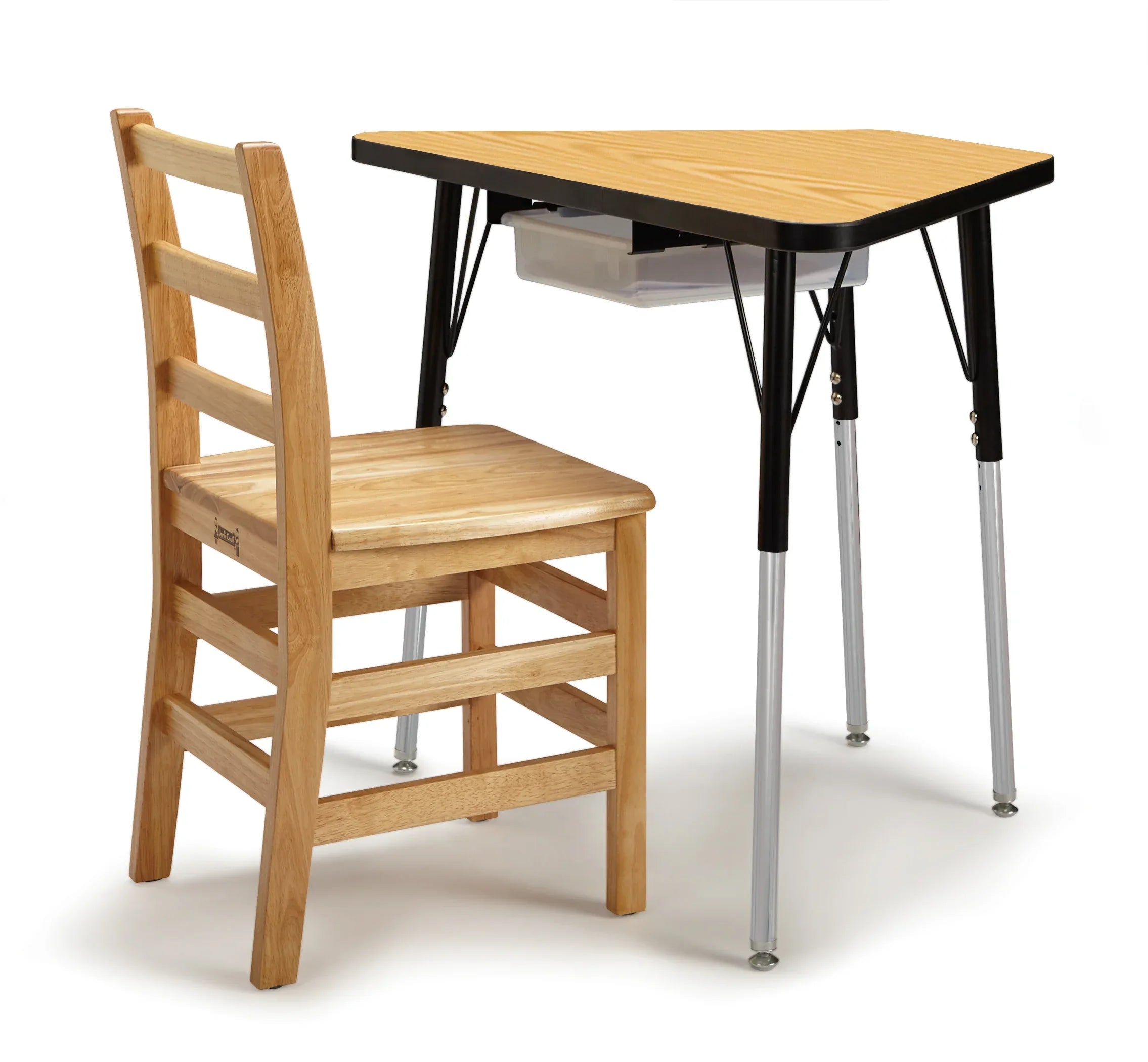 Berries® Tall Trapezoid Desk - Oak/Black/Black