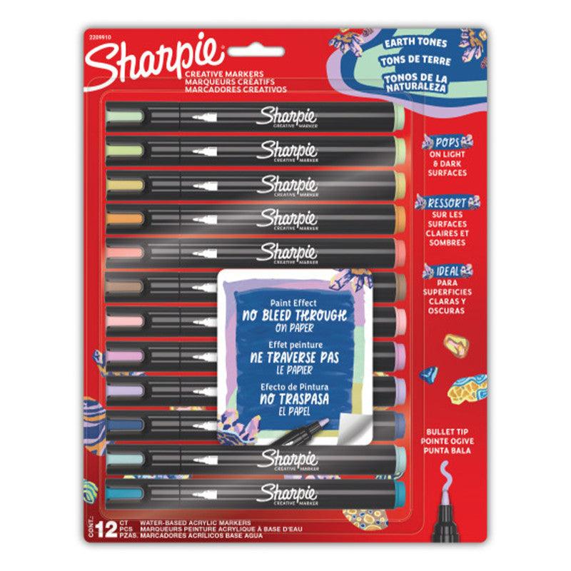 Creative Acrylic Markers, Bullet Tip, Earth Tone Colors, 12 Count