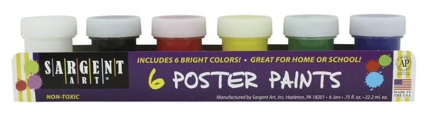 Sargent Art 66-5412 6-Jar Tempera Poster Paint Assortment Colors (SAR17-5412)