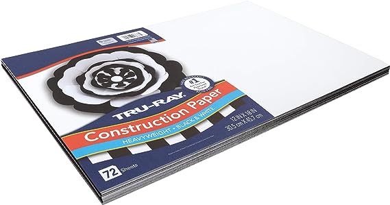 TRU-RAY® Black & White Premium Construction Paper 12" X 18" BLACK & WHITE 72 SHEETS, (DIXP6677)