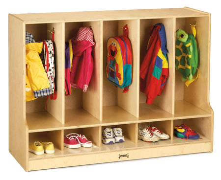 Jonti-Craft® Toddler 5 Section Coat Locker with Step - without Cubbie-Trays