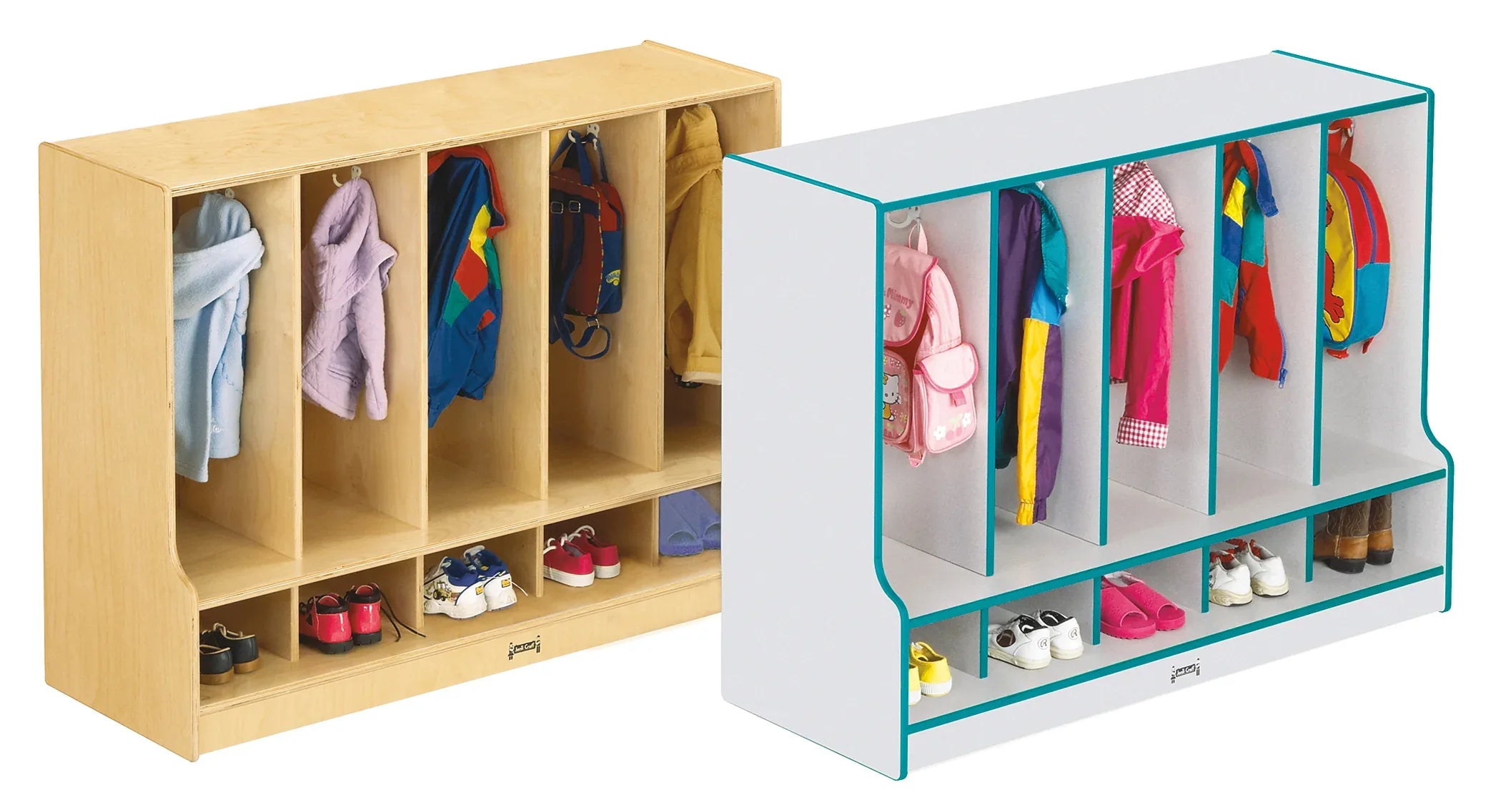 Jonti-Craft® Toddler 5 Section Coat Locker with Step - without Cubbie-Trays