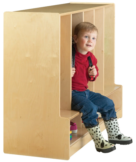 Jonti-Craft® Toddler 5 Section Coat Locker with Step - with Clear Cubbie-Trays
