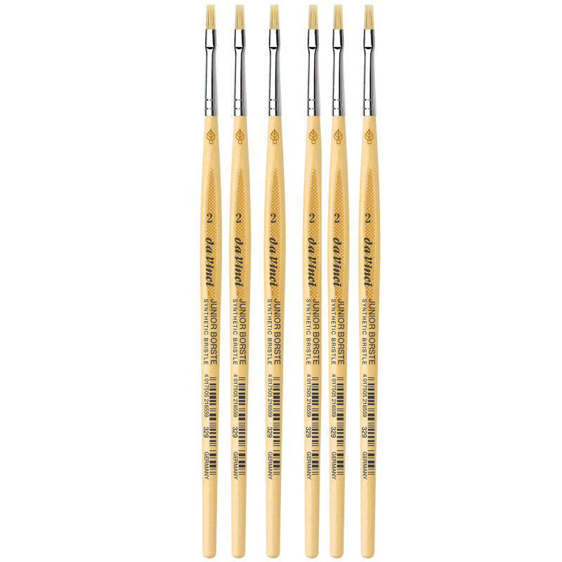 JUNIOR BORSTE Synthetic Student Brush, Synthetic, Tempera, Flat, Series 329, Size 2, Pack of 6