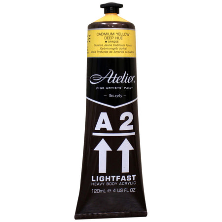 A2 Heavy Body Lightfast Artist Acrylic, 4 oz., Cadmium Yellow Deep Hue
