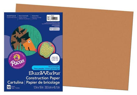 Pacon Construction Paper 12" x 18" 50 Sheets Per Pack Brown