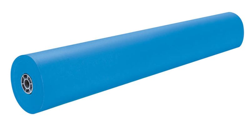 Blue roll of paper on a white background