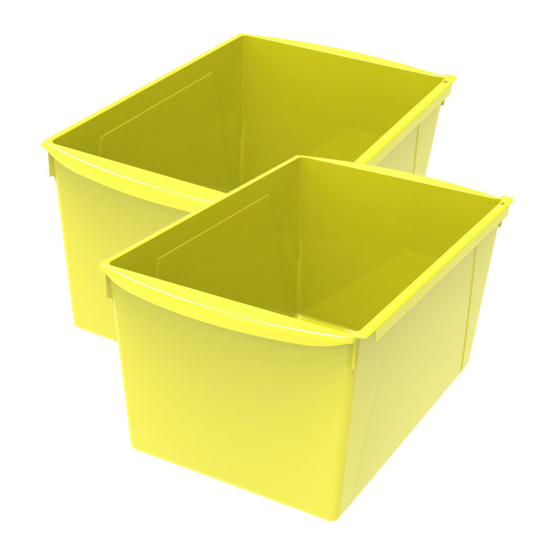 Wide Book Bin, 14.5" x 9.2" x 7", Yellow, Classroom Storage Organizer, Set of 2