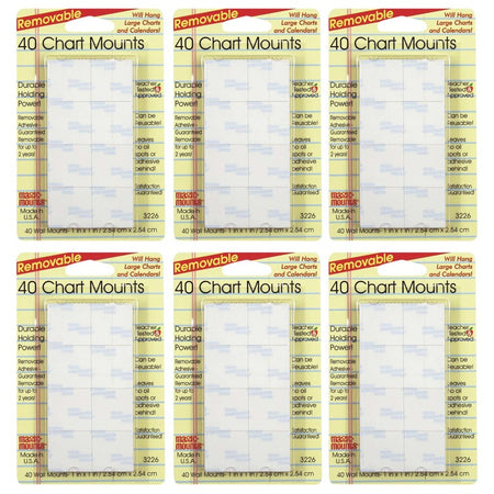 Chart Mounts, 1" x 1", 40 Per Pack, 6 Packs