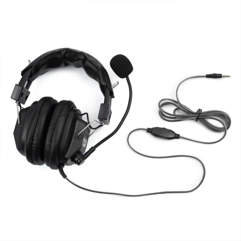 Over-Ear Stereo Headset with Gooseneck Microphone, Inline Volume Control, 3.5mm Plug