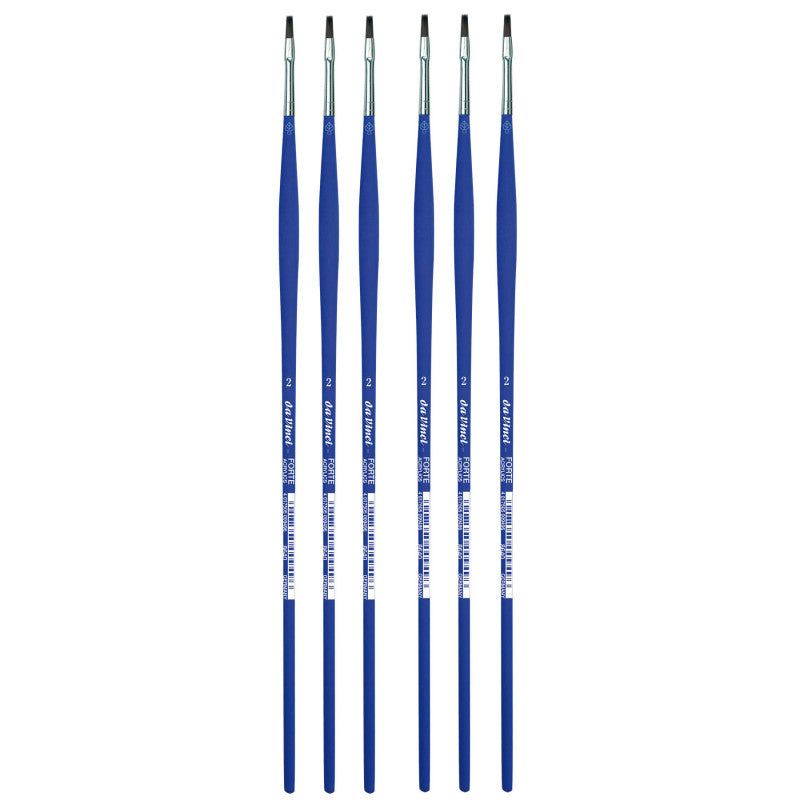 FORTE-Acrylics Student Brush, Synthetic, Acrylic & Oil, Flat, Series 8640, Size 2, Pack of 6