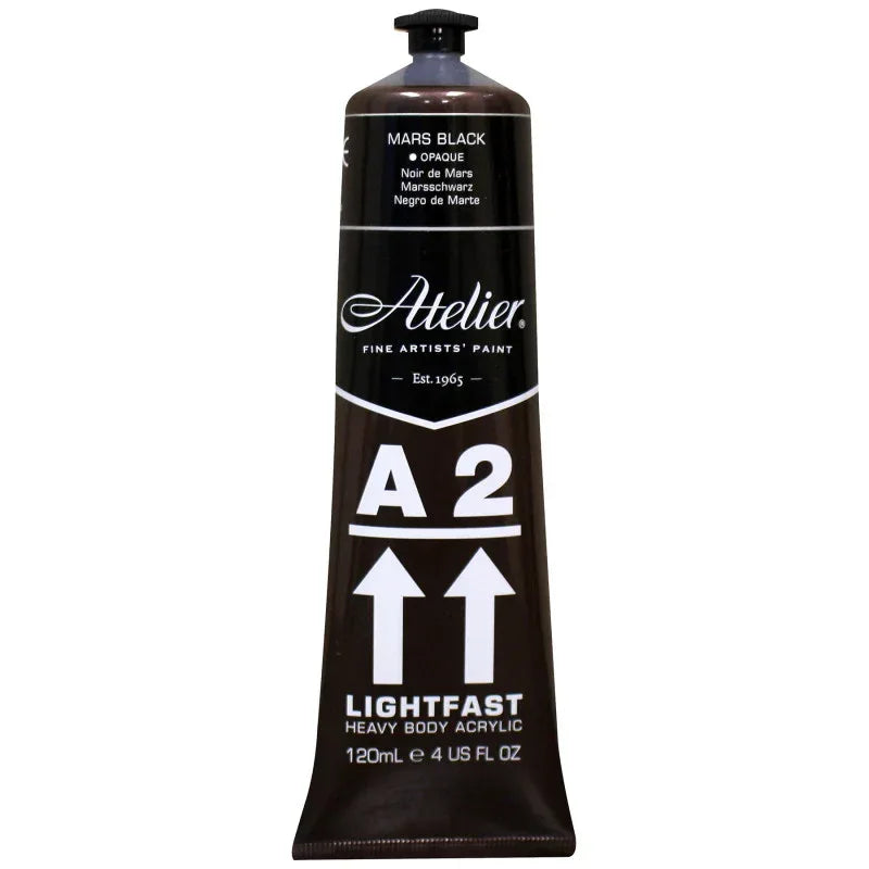 A2 Heavy Body Lightfast Artist Acrylic, 4 oz., Mars Black