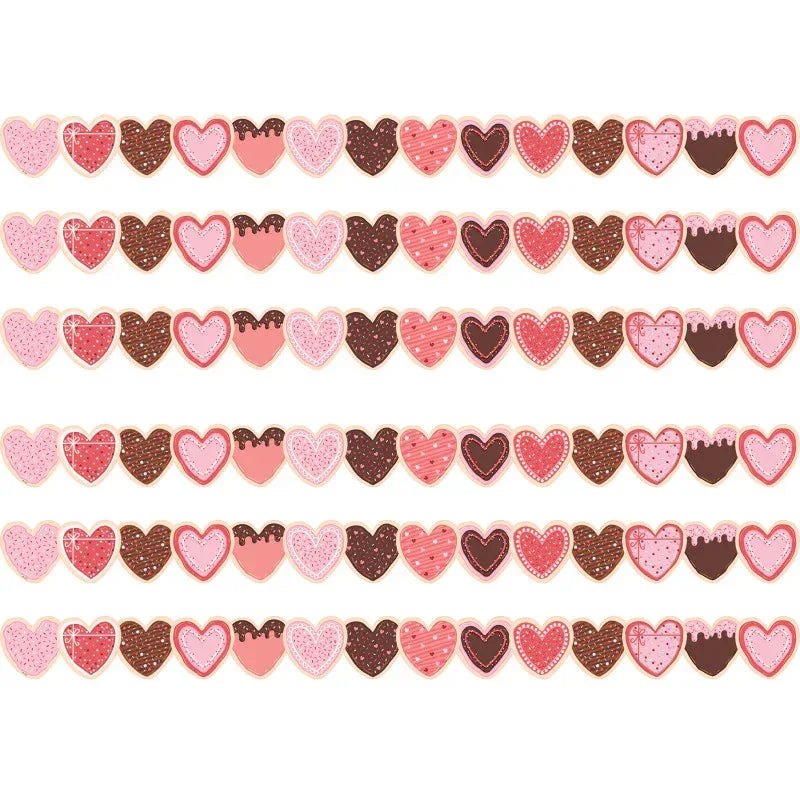 Frosted Heart Cookies Die-Cut Border Trim, 35 Feet Per Pack, 6 Packs