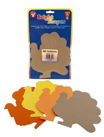 Hygloss Bright Shapes 7" Turkey Assorted Colors