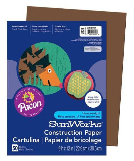 PRANG® Construction Paper 9" x 12" 50 Sheets Per Pack Medium Weight Dark Brown