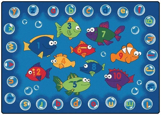 Kids Fishing for Literacy Rug, Carpet, 6' x 9' Rectangle