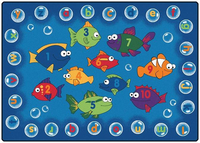 Kids Fishing for Literacy Rug, Carpet, 8' x 12' Rectangle