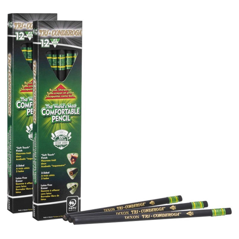 Tri-Conderoga&trade; 3-Sided Pencils with Sharpener, 12 Per Pack, 2 Packs