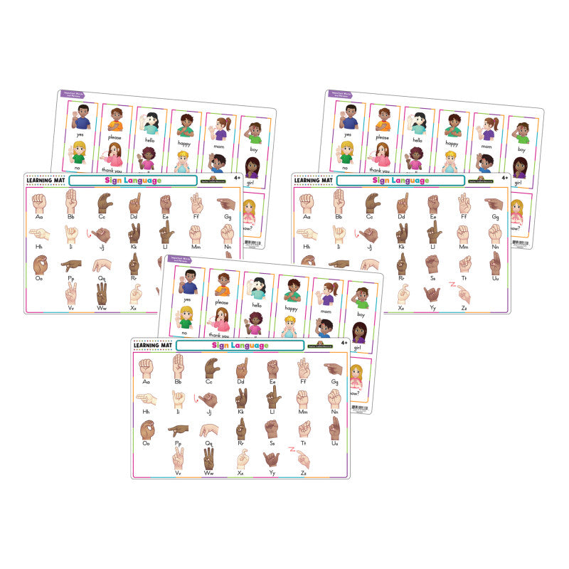 3-Pack Sign Language Learning Mat