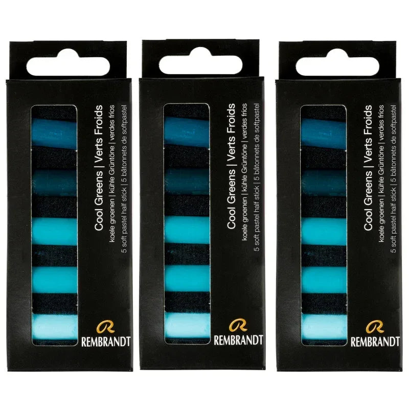 Soft Pastels Micro Sets, Cool Greens Per Set, 5 Half Sticks, 3 Sets